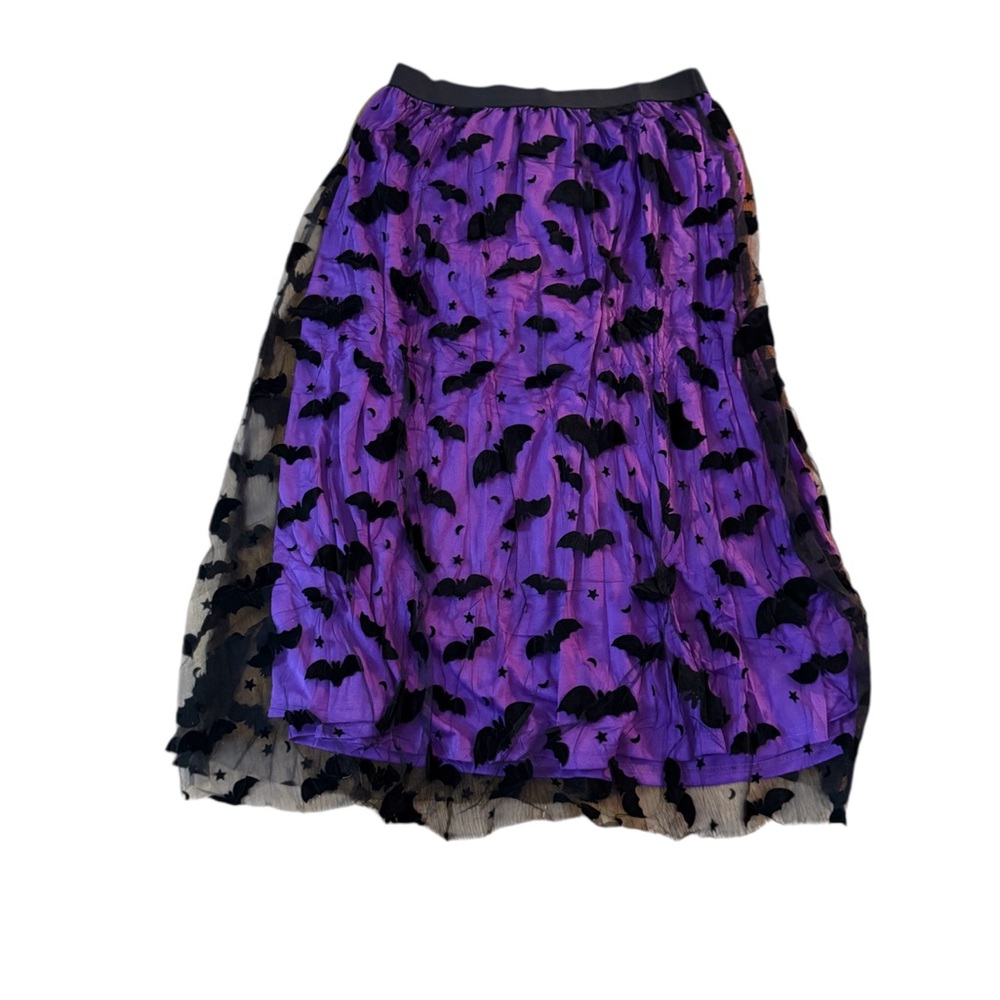 Tulle Purple and Black Bat Print Skirt XXL-XXXL